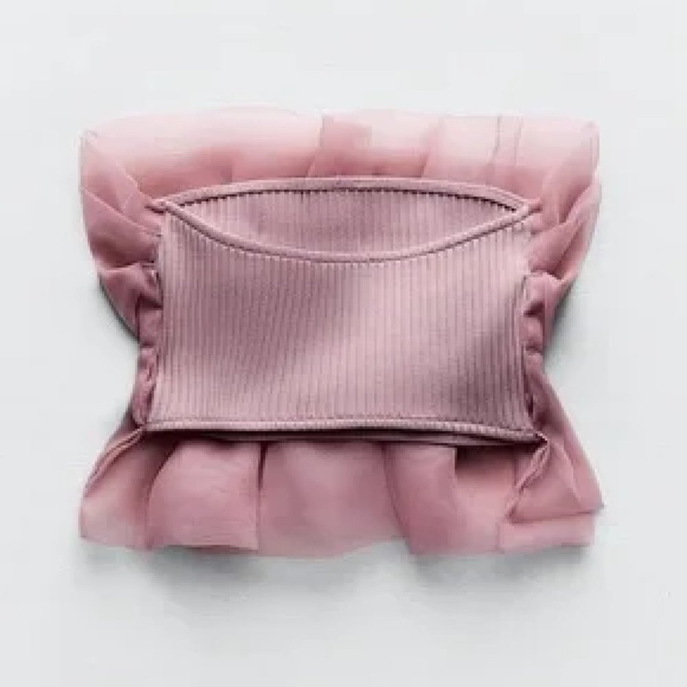 BLOGGER'S FAVE! Zara Organza Strapless Top Pink Sz S NWT - Picture 9 of 11